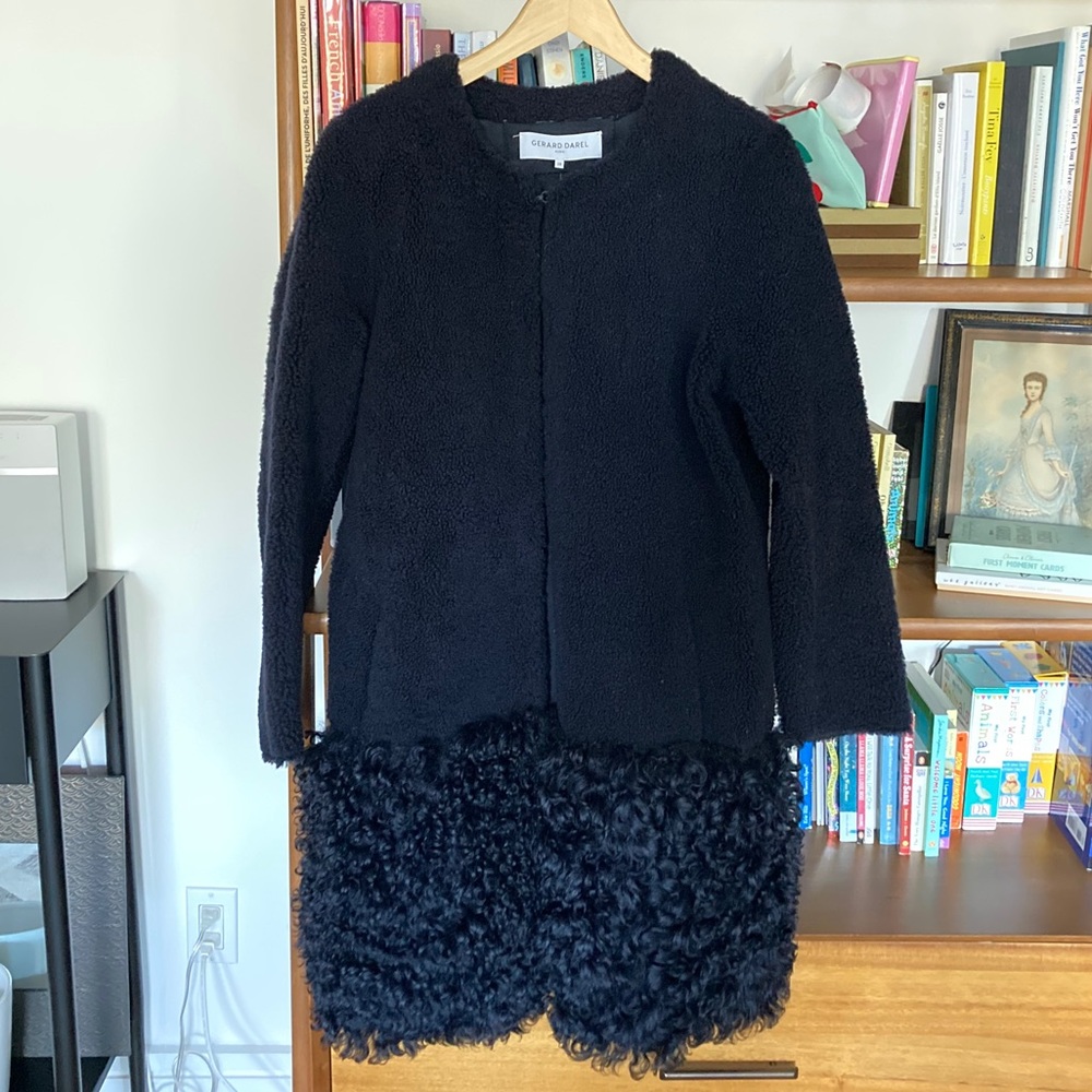 Gerard Darel shearling / sheepskin navy warm coat